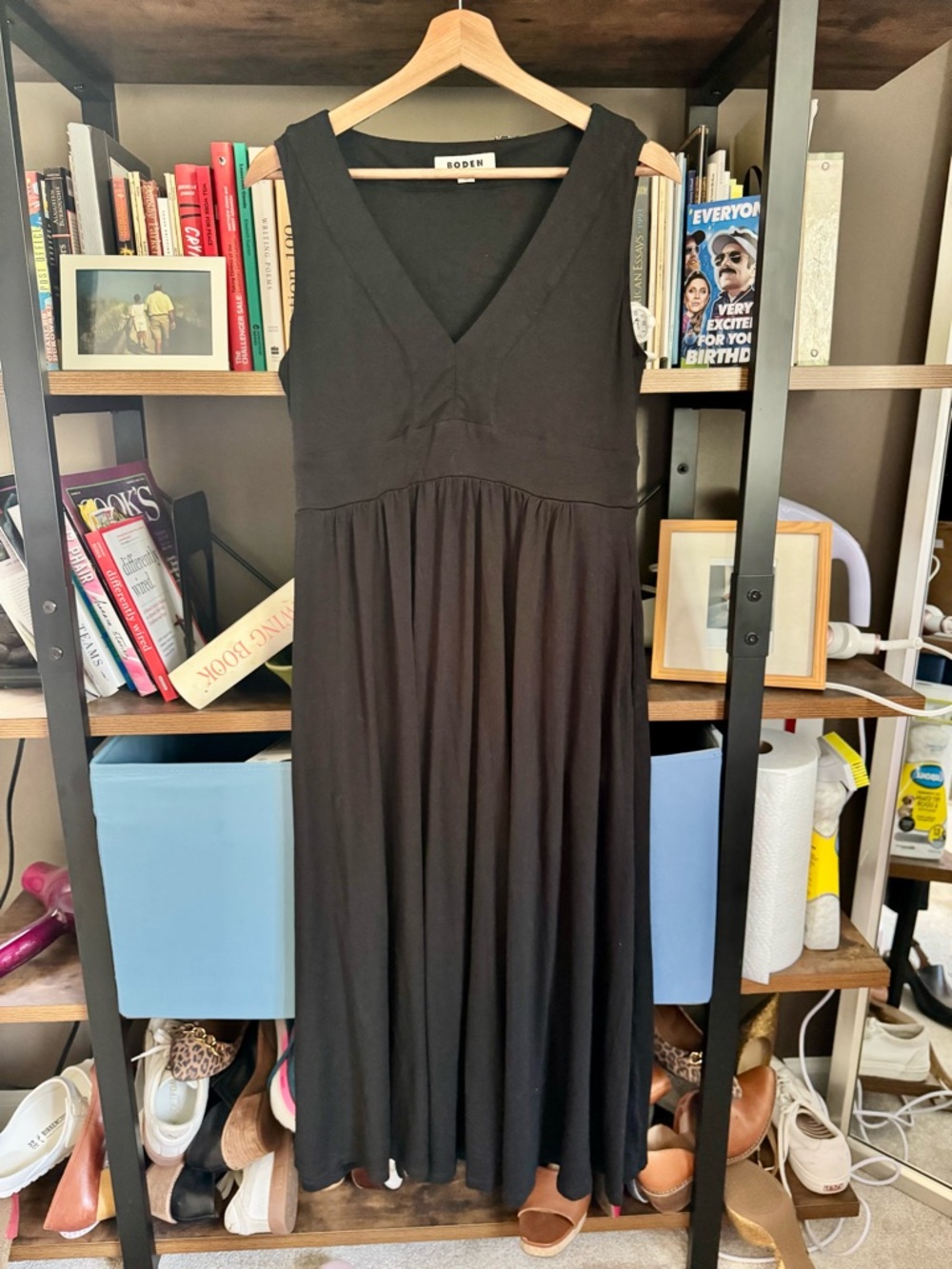 Boden Black Sleeveless V-Neck Maxi Dress